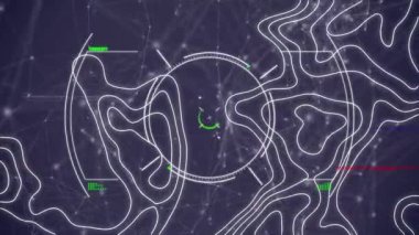 Kapsam taraması ve topoğrafya, siyah arkaplandaki bağlantı ağıyla karşılaştırılıyor. küresel ağ ve teknoloji kavramı