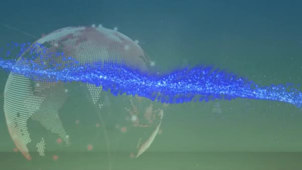 Анимация Сети Соединений Глобусом Синем Фоне Подключение Технологии Цифрового Интерфейса — стоковое видео