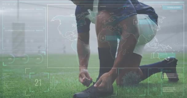 플레이어를 데이터 처리와 디지털 인터페이스 애니메이션 스포츠 디지털 애니메이션 — 비디오