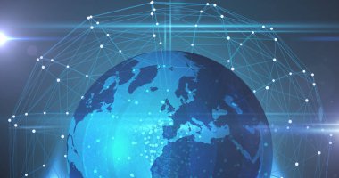 Dünya ile olan dijital bağlantı ağının görüntüsü. küresel çevrimiçi ağ teknolojisi bağlantı konsepti dijital olarak oluşturulmuş görüntü.