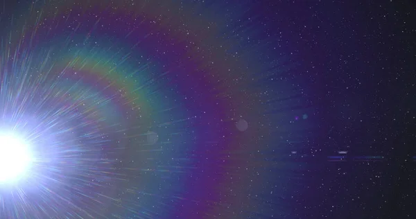 Image Glowing White Star Light Rainbow Moving Hypnotic Motion Stars — Stock Photo, Image