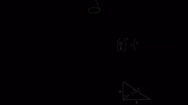 Matematiksel denklemlerin daireler üzerinde animasyonu. küresel eğitim, bilim, dijital arayüz ve dijital olarak üretilen video konsepti.