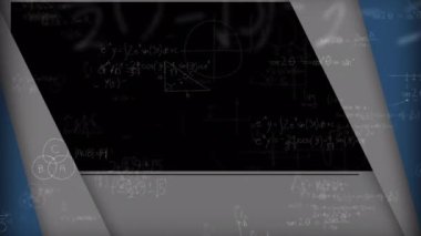 Matematiksel denklemlerin canlandırması. küresel eğitim, bilim, dijital arayüz ve dijital olarak üretilen video konsepti.