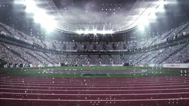 Animation Der Datenverarbeitung Über Dem Sportstadion Globaler Sport Datenverarbeitung Digitale — Stockvideo