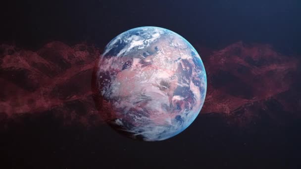 Animation Sentiers Lumineux Lumineux Dessus Planète Terre Réseaux Mondiaux Interface — Video
