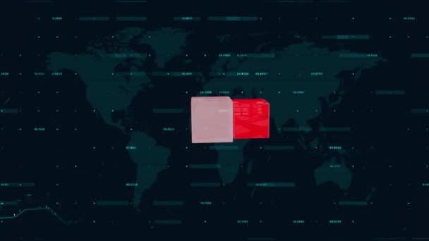 Animazione Della Rete Connessioni Con Mappa Del Mondo Sfondo Blu — Video Stock