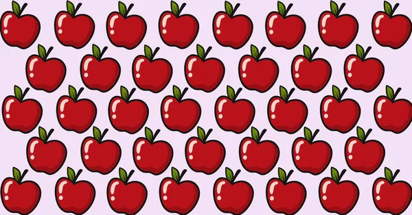 Sammansättning Röda Äpplen Upprepas Rader Blekrosa Bakgrund Skola Hälsosam Kost — Stockfoto
