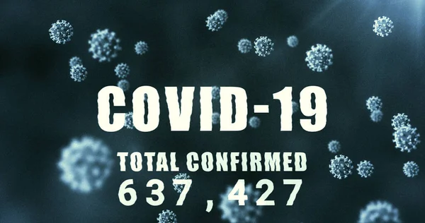 Изображение Слов Covid Total Confirmed Rising Number Macro Covid Cells — стоковое фото