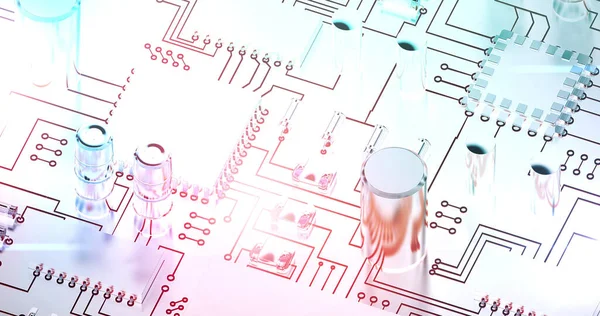 Imagen Elementos Placa Circuito Informático Sobre Fondo Blanco Conexión Interfaz — Foto de Stock