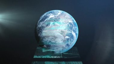 Dünya üzerindeki ekranlarda veri işleme animasyonu. küresel iş, veri işleme, bağlantılar, dijital arayüz ve teknoloji konsepti dijital olarak oluşturulmuş video.