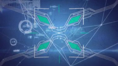 Bağlantılar ve veri işleme ağına karşı mikroişlemci bağlantılarının dijital animasyonu. küresel ağ ve teknoloji kavramı