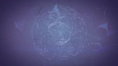 Mavi arkaplan üzerindeki dünya ile bağlantı ağının animasyonu. bağlantı, teknoloji ve dijital arayüz kavramı dijital olarak oluşturulmuş video.