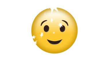 Beyaz arka planda düşen beyaz yıldızlı gülümseme simgesi animasyonu. küresel sosyal medya, bağlantılar, dijital arayüz, teknoloji ve ağ konsepti dijital olarak oluşturulmuş video.