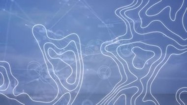 Mavi arkaplan üzerindeki bağlantı ağının animasyonu. bağlantı, teknoloji ve dijital arayüz kavramı dijital olarak oluşturulmuş video.