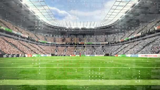 Animazione Dell Elaborazione Dei Dati Sullo Stadio Sportivo Sport Globali — Video Stock