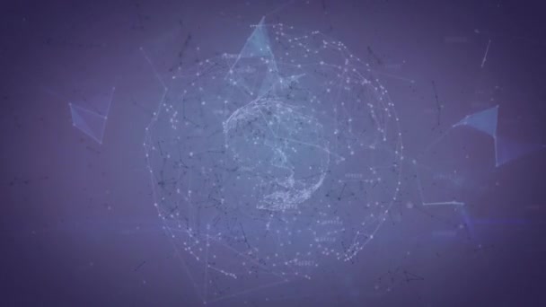 Animation Des Verbindungsnetzes Mit Globus Auf Blauem Hintergrund Verbindung Technologie — Stockvideo
