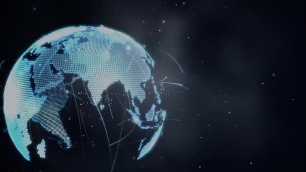 Animation Globe Networks Connection Dark Background Global Connections Business Digital — Stock Video