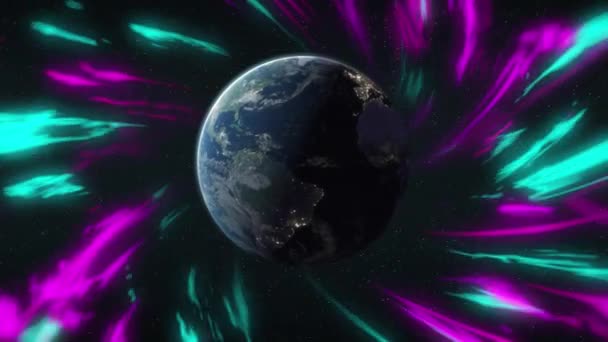 Animație Trasee Luminoase Puncte Locație Deasupra Planetei Pământ Rețele Globale — Videoclip de stoc