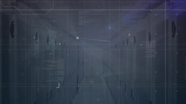 Animação Rede Conexões Sobre Servidores Computador Interface Digital Global Tecnologia — Vídeo de Stock