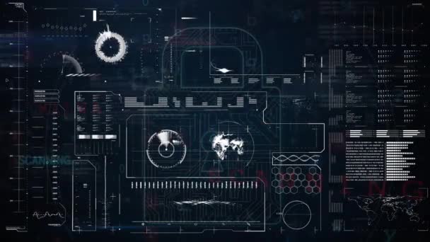 Анімація Обробки Даних Сканування Масштабів Екрані Глобальна Обробка Даних Бізнес — стокове відео