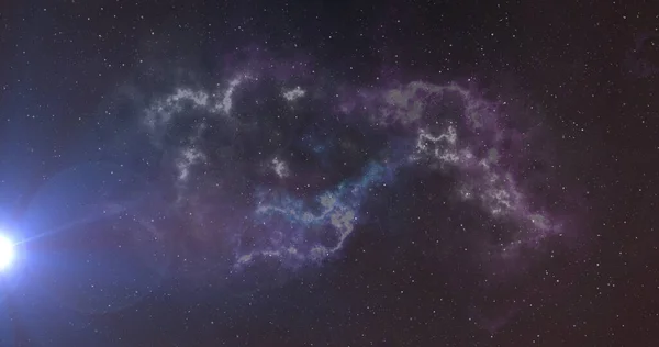 Изображение Светящегося Пятна Света Движущегося Гипнотическом Движении Бурными Голубыми Облаками — стоковое фото