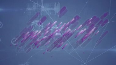 Mavi arkaplan üzerindeki bağlantı ağının animasyonu. bağlantı, teknoloji ve dijital arayüz kavramı dijital olarak oluşturulmuş video.