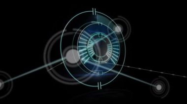 Kapsam taraması ve bağlantı ağının animasyonu. bağlantılar, ağlar, teknoloji ve dijital arayüz konsepti dijital olarak oluşturulmuş video.