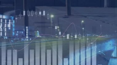 Yürüyen insanlarla ilgili veri işleme ve istatistiklerin animasyonu. küresel teknoloji, dijital arayüz ve bağlantılar konsepti dijital olarak oluşturulmuş video.