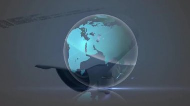 Güvenlik kamerası ve veri işleme üzerinden dünya ile bağlantı ağının animasyonu. bağlantı, teknoloji ve dijital arayüz kavramı dijital olarak oluşturulmuş video.