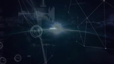 Dünya üzerinde veri işleme animasyonu. küresel dijital arayüz, teknoloji ve ağ konsepti dijital olarak oluşturulmuş video.