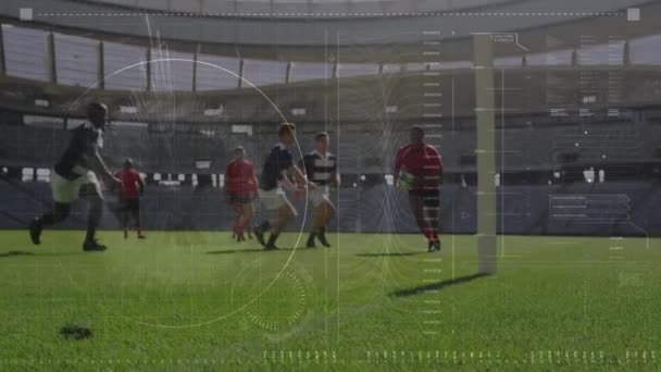 스포츠 경기장에서 경기를 데이터 애니메이션 글로벌 스포츠 데이터 디지털 비디오 — 비디오