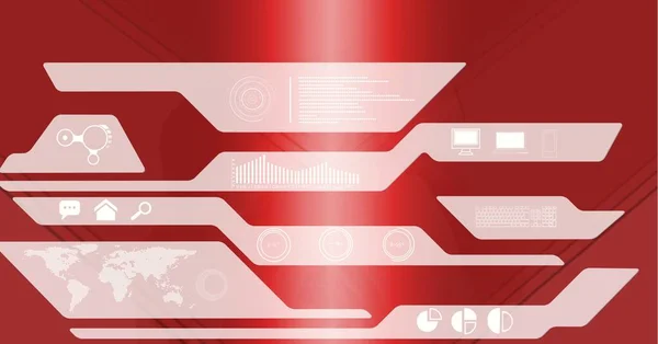 Digitally Generated Image Digital Interface Data Processing Red Background Computer — Stock Photo, Image