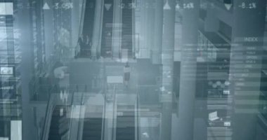 Modern ofis üzerinden finansal veri işleme animasyonu. küresel iş, finans, veri işleme ve bağlantılar konsepti dijital olarak oluşturulmuş video.