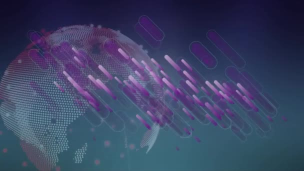 Animation Eines Netzwerks Von Verbindungen Mit Globen Auf Blauem Hintergrund — Stockvideo