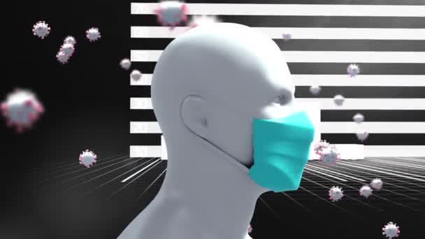 Animasi Kepala Manusia Berputar Atas Jelas Sel Dan Statistik Dengan — Stok Video