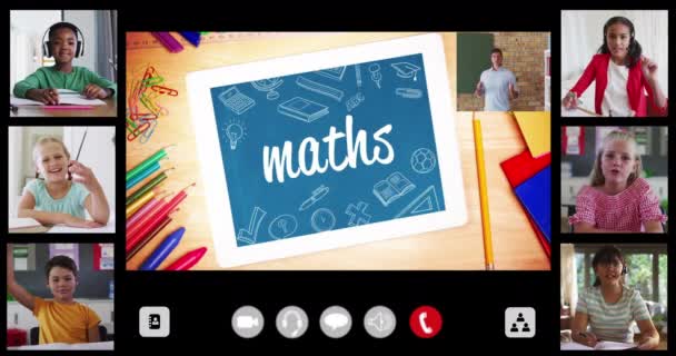 Animation Écran Avec Texte Des Mathématiques Six Écrans Enfants Divers — Video