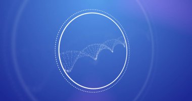 3d beyaz DNA iplikçiklerinin görüntüsü mavi ile mor zemin arasında dönen parçacıklarla oluşmuştur. Küresel tıp genetik kavramı dijital olarak oluşturulmuş görüntü.