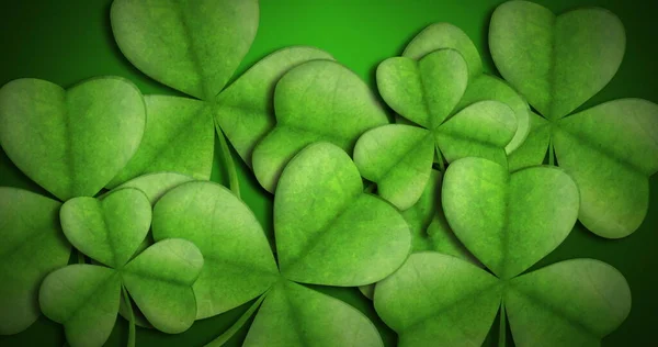 Image Patricks Day Multiple Light Dark Green Shamrocks Clover Leaves — Stock Photo, Image