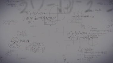 Kimyasal yapılar üzerinde matematiksel denklemlerin animasyonu. küresel eğitim, bilim, dijital arayüz ve dijital olarak üretilen video konsepti.