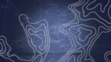 Mavi arkaplan üzerindeki dünya ile bağlantı ağının animasyonu. bağlantı, teknoloji ve dijital arayüz kavramı dijital olarak oluşturulmuş video.