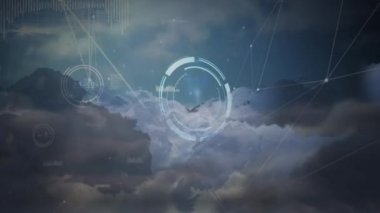 Kapsam taraması ve bağlantı ağının animasyonu. bağlantılar, ağlar, teknoloji ve dijital arayüz konsepti dijital olarak oluşturulmuş video.