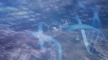 DNA dizisi ve ikili kodlama ile bağlantı ağının animasyonu. bağlantı, teknoloji ve dijital arayüz kavramı dijital olarak oluşturulmuş video.