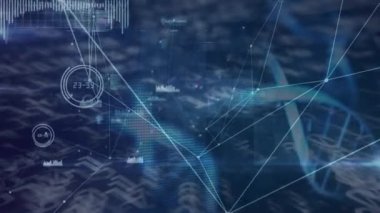 DNA iplikçikleri üzerinde yapılan taramaların animasyonu. küresel bilim, veri işleme, dijital arayüz ve teknoloji konsepti dijital olarak oluşturulmuş video.