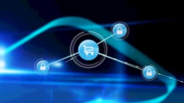 Donanma arkaplanındaki bağlantı ağının animasyonu. bağlantı, teknoloji ve dijital arayüz kavramı dijital olarak oluşturulmuş video.