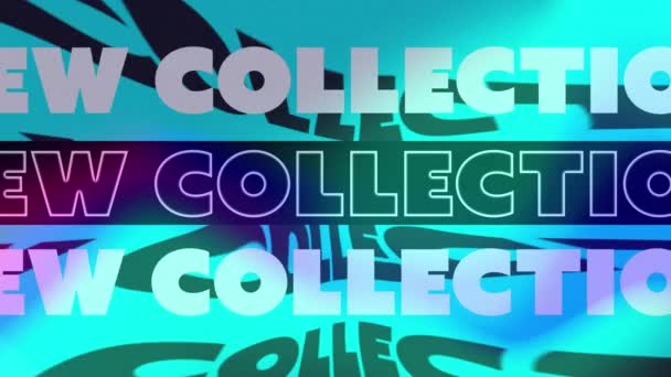 Animacja Nowej Kolekcji Tekstów Kolorowym Tle Handel Detaliczny Media Społecznościowe — Wideo stockowe