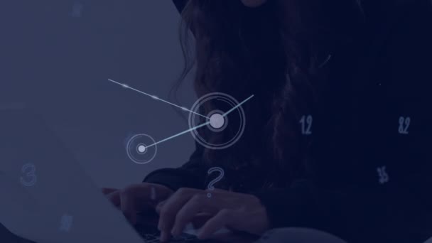 Анимация Сети Связей Женщиной Хакером Подключение Технологии Цифрового Интерфейса Концепции — стоковое видео