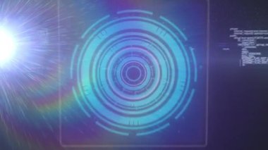 Ekranlarda veri işleme ve tarama alanlarının animasyonu. küresel dijital arayüz, veri işleme ve teknoloji konsepti dijital olarak oluşturulmuş video.