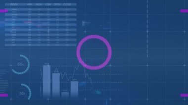 Dijital ekranda finansal veri işleme animasyonu. küresel iş, bağlantılar, veri işleme ve teknoloji konsepti dijital olarak oluşturulmuş video.