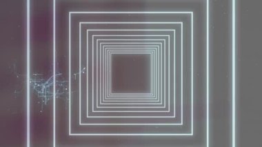 Bağlantılar ağının üzerinde parlayan neon tünelin animasyonu. küresel bağlantılar, veri işleme ve teknoloji konsepti dijital olarak oluşturulmuş video.