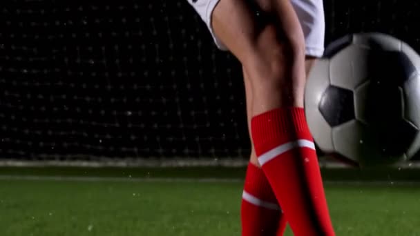 Animation Neige Tombant Sur Joueur Football Avec Ballon Sport Concept — Video